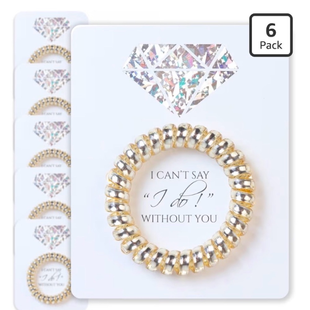 Gold and Silver Spiral Hair Ring - I Can't Say 'I Do' Bridal Set (6 Pack)